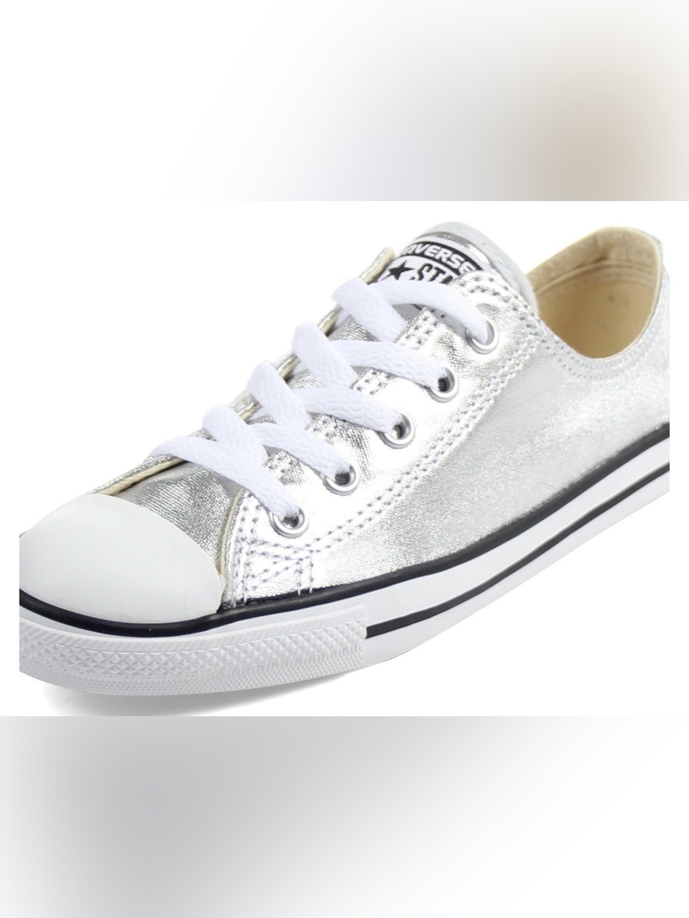 Converse Metallic Silver Low-Top Sneakers with White Laces